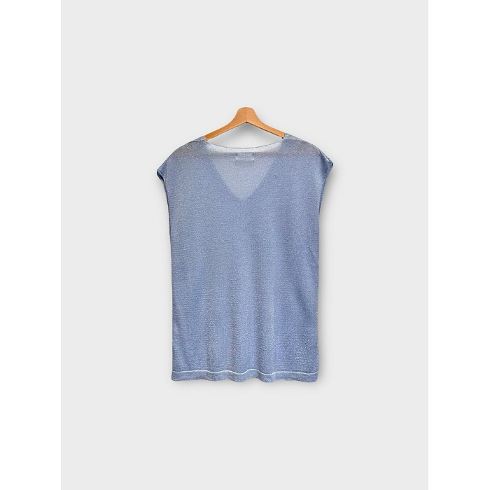 Scarpy creation t shirt lurex col v bleu4804204_2