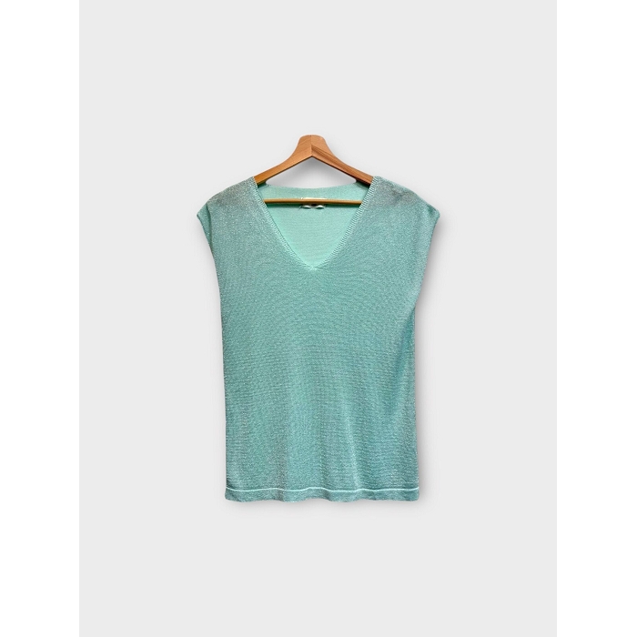 Scarpy creation t shirt lurex col v vert4804205_3