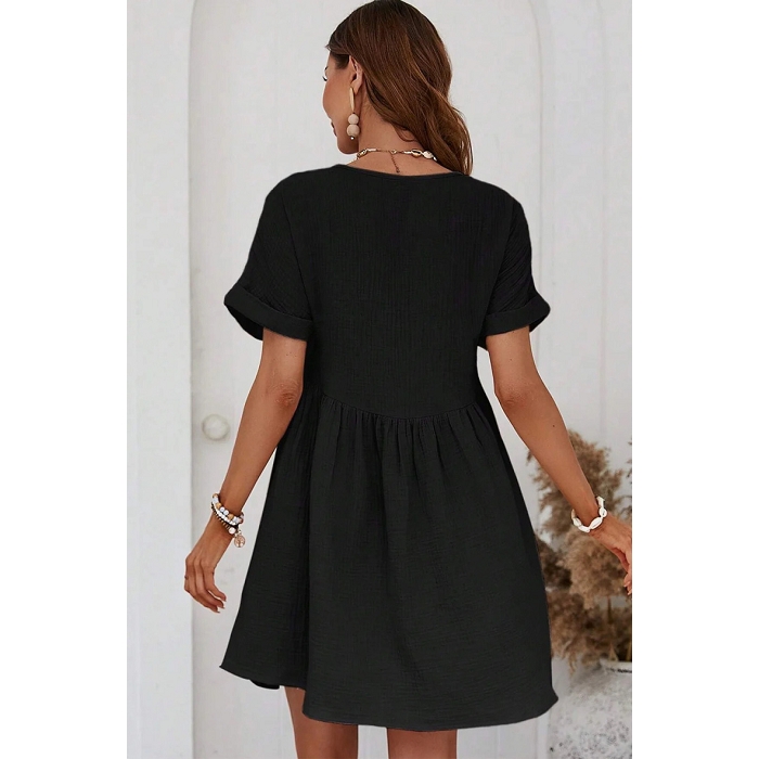Scarpy creation robe gaz de coton col v noir4804402_3