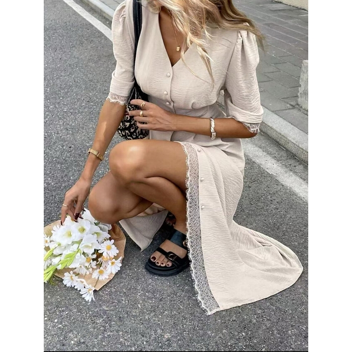 Scarpy creation robe elegante boutonnee blanc