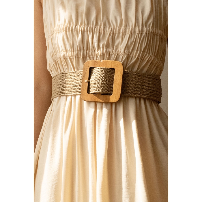 Scarpy creation ceinture paille rafia gris