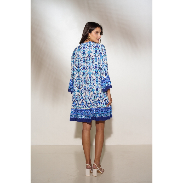 Scarpy creation robe fleurie monochrome bleu4806701_5