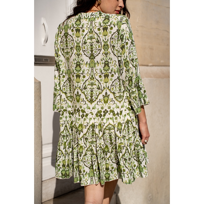 Scarpy creation robe fleurie monochrome vert4806702_3