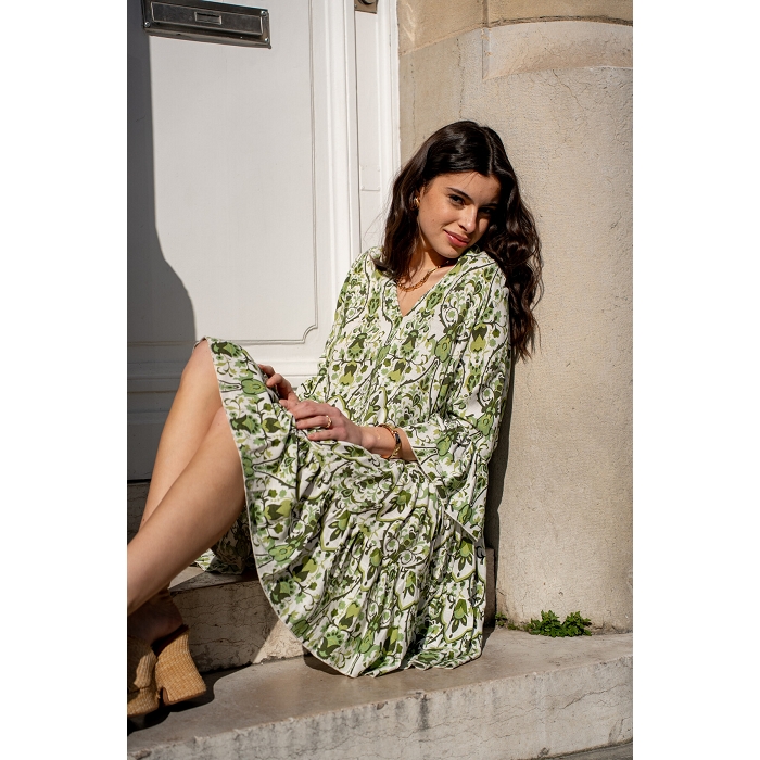 Scarpy creation robe fleurie monochrome vert4806702_6