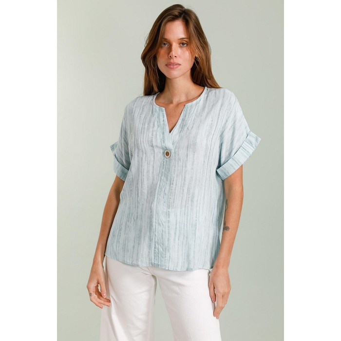 Scarpy creation top manche courte col v bleu