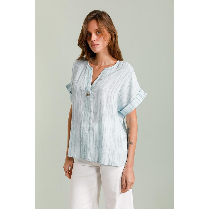 Scarpy creation top manche courte col v bleu4808601_2