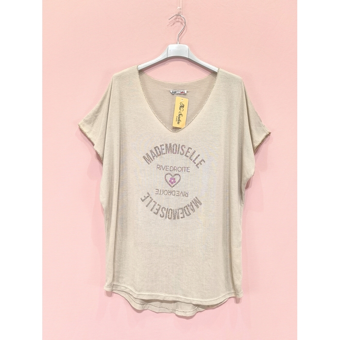 Scarpy creation my t shirt over size mademoiselle rive droite yl beige