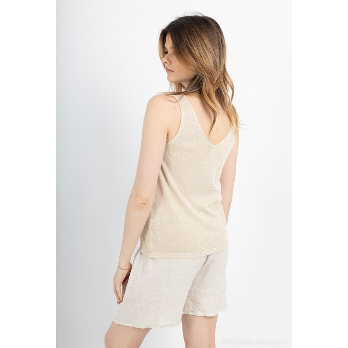 Scarpy creation debardeur brillant fleurs beige4809001_5
