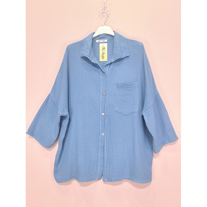 Scarpy creation chemise gaz de coton 34 bleu