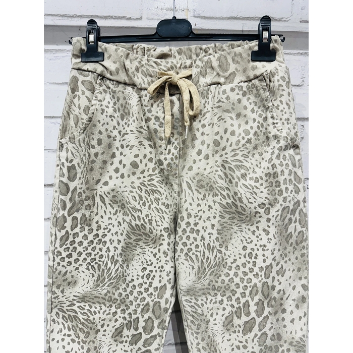 Scarpy creation pantalon leopard imprime vert4812401_2