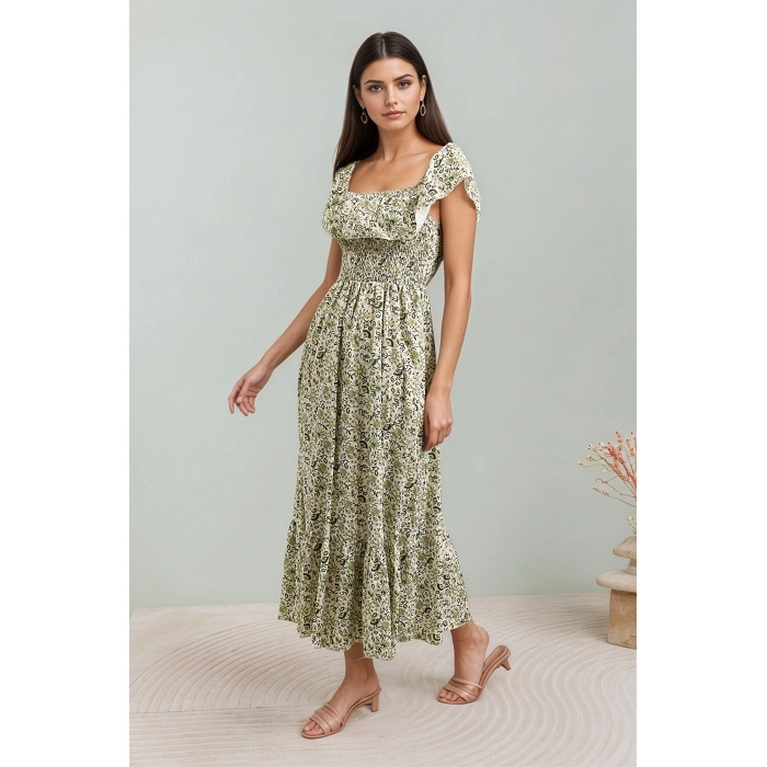 Scarpy creation my robe fleurie epaules denudees yl vert4813002_5