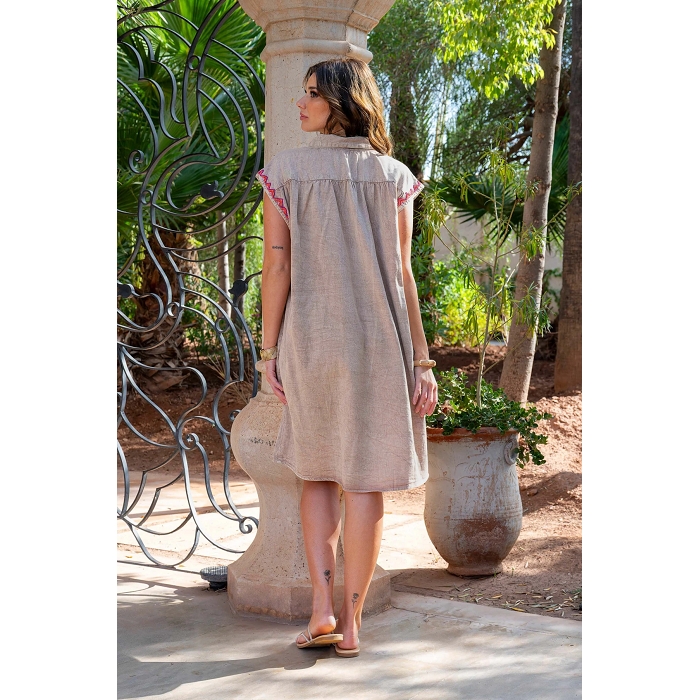 Scarpy creation robe chemise perlee beige4813501_5