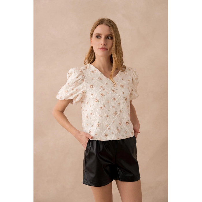 Scarpy creation top a  sequin fleuri jaune