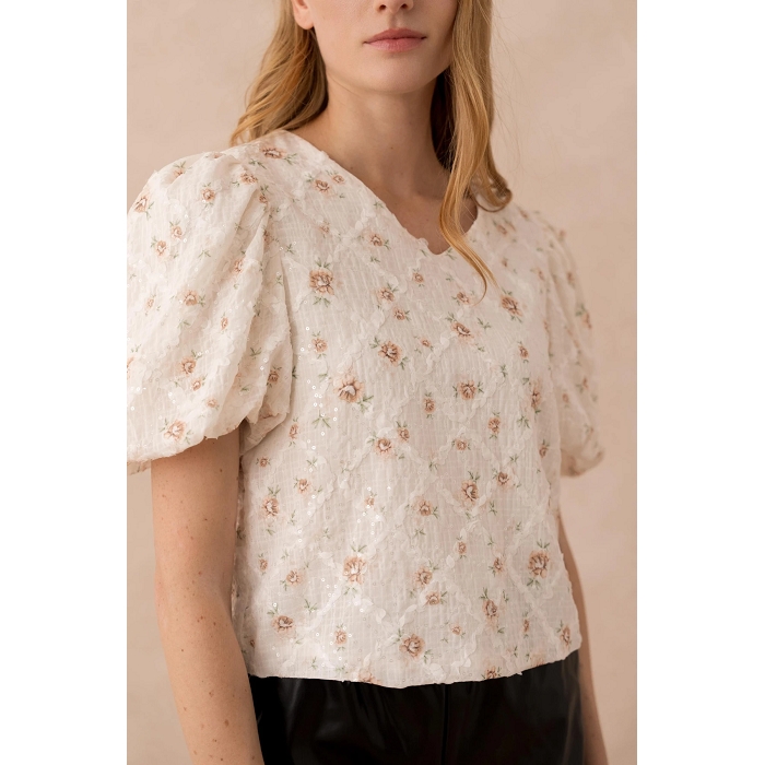 Scarpy creation top a  sequin fleuri jaune4813901_3