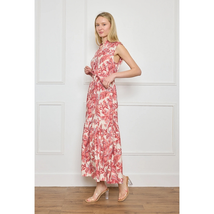 Scarpy creation robe sans manche longue broderie anglaise rose