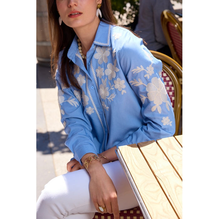 Scarpy creation my chemisier broderie forale yl bleu4829401_5