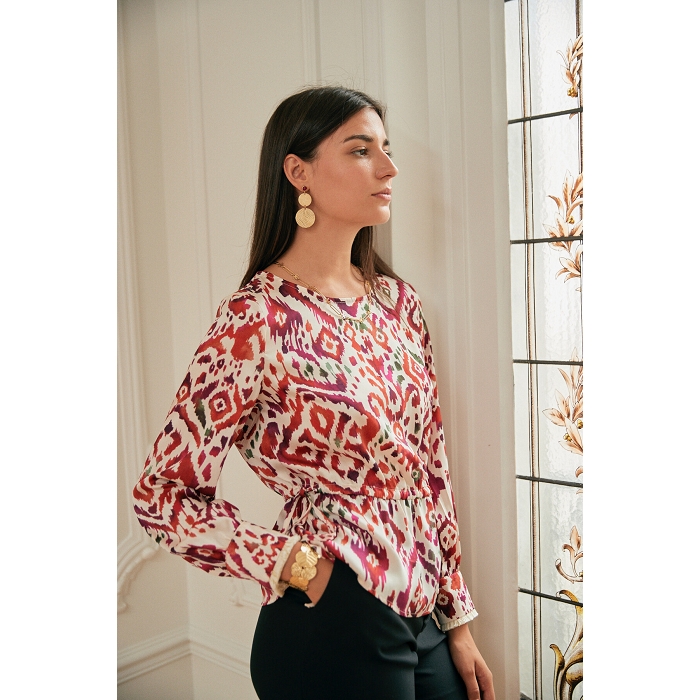 Scarpy creation top femme imprime manches longues rouge4829501_3