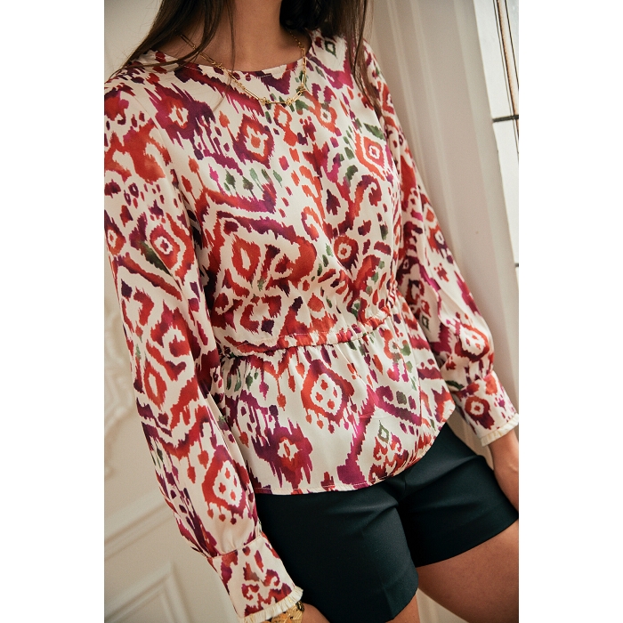 Scarpy creation top femme imprime manches longues rouge4829501_4