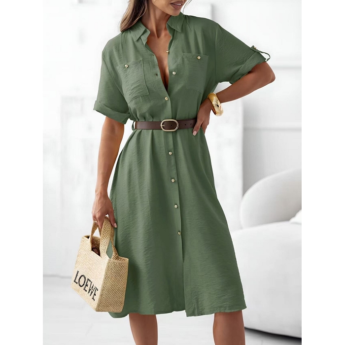 Scarpy creation robe chemise ceinture vert4829903_5