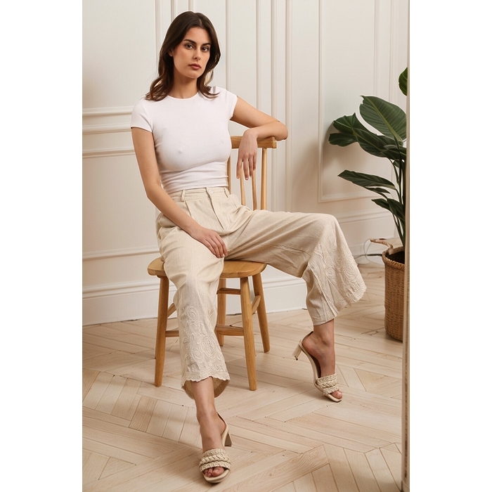 Scarpy creation pantalon broderie anglaise beige4830201_4