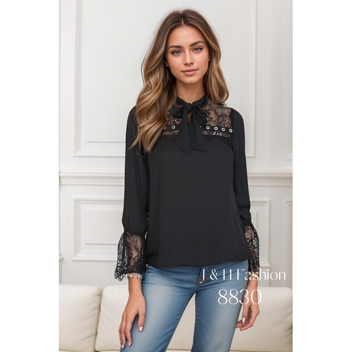Scarpy creation chemise dentelle fluide noir