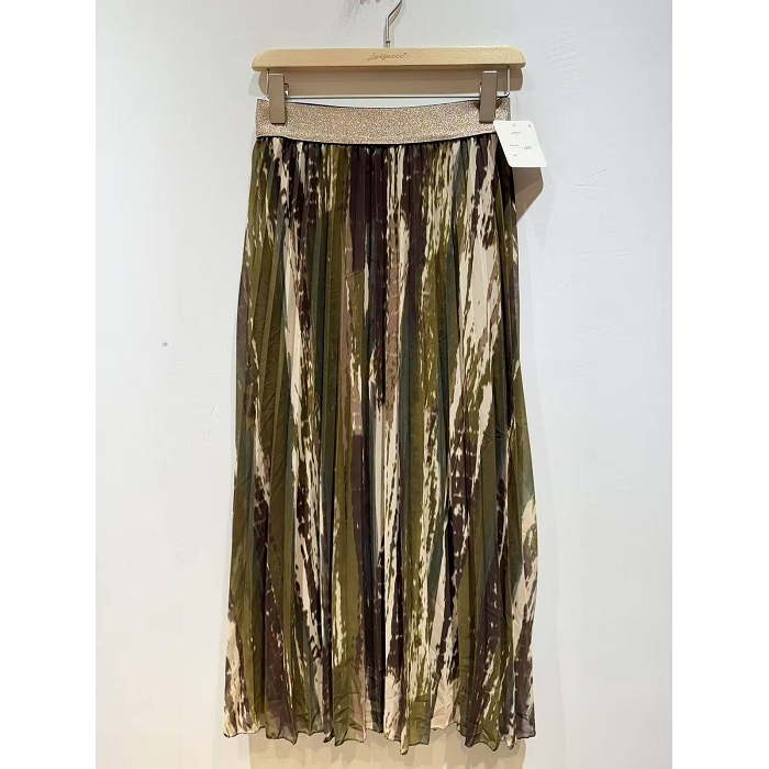 Scarpy creation jupe longue plissee vert