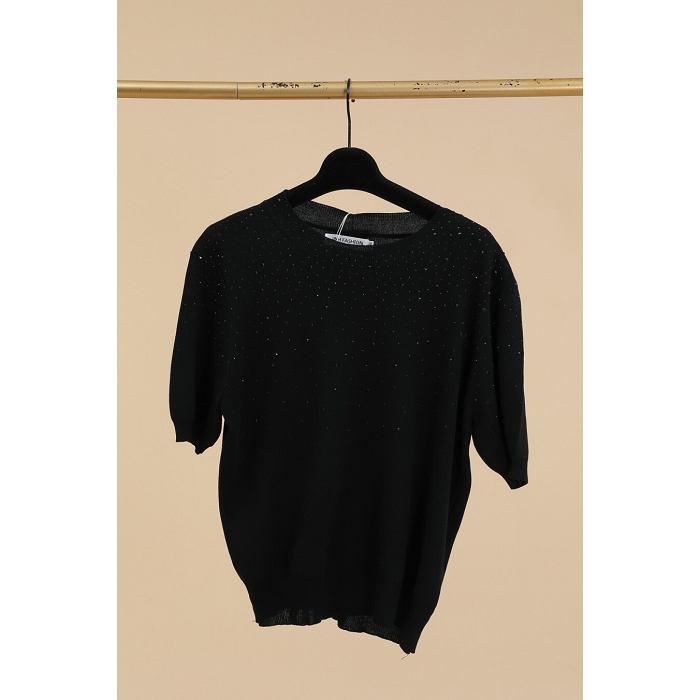 Scarpy creation pull manche courte strass noir4836302_4