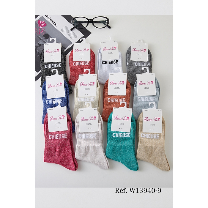 Scarpy creation chaussettes brillante chieuse marron