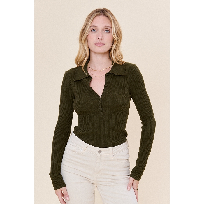 Scarpy creation polo laine coton vert