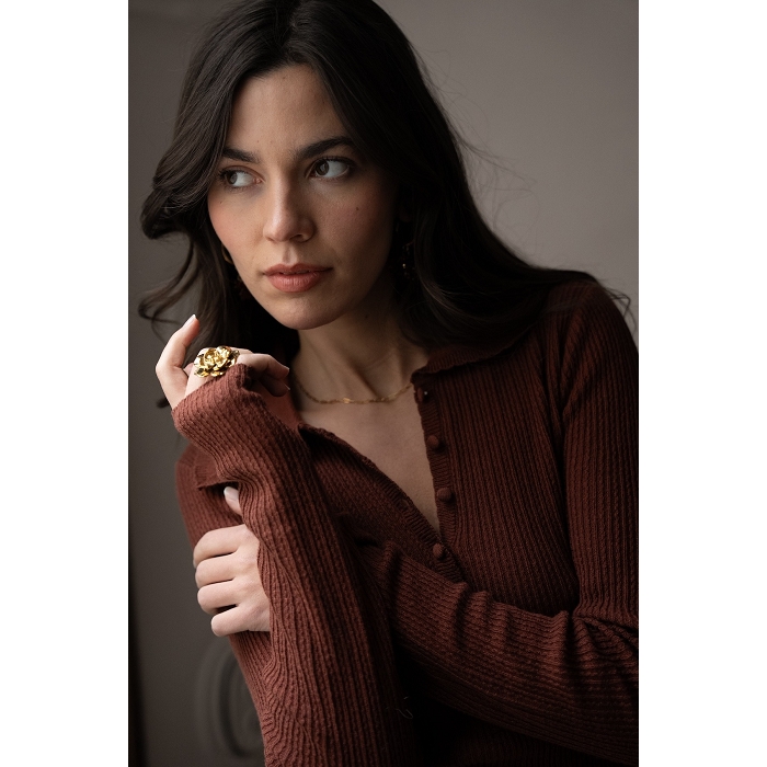 Scarpy creation polo laine coton marron4848602_3