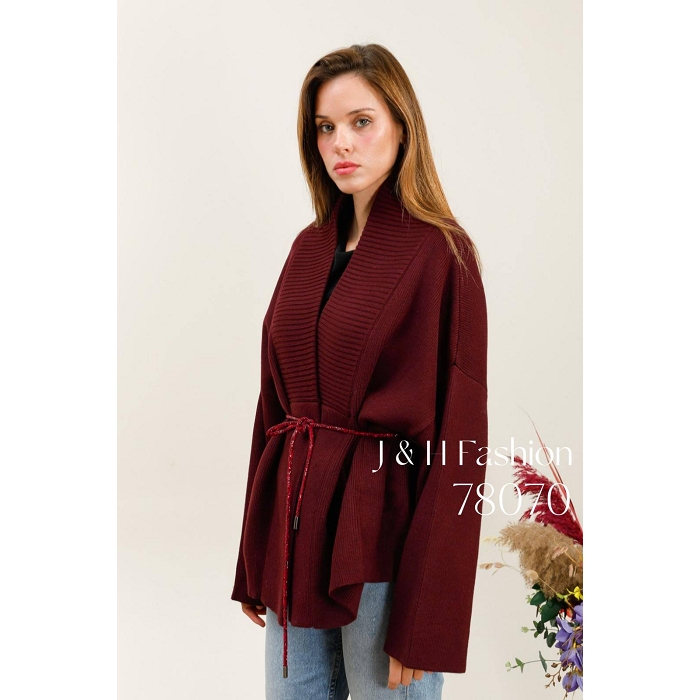 Scarpy creation my veste en maille effet poncho yl rouge4849101_3