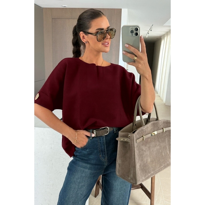 Scarpy creation pull bouton doree rouge