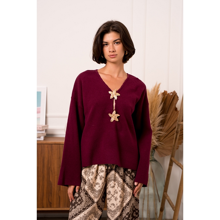 Scarpy creation my pull double fleurs yl rouge