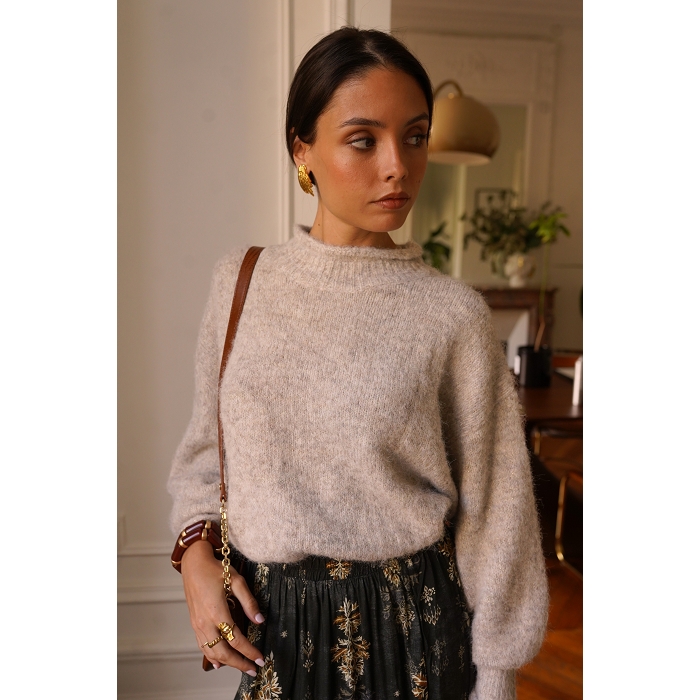 Scarpy creation my pull col cheminee yl beige