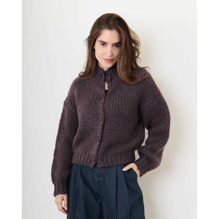 Scarpy creation my gilet grosse maille yl marron4856401_2