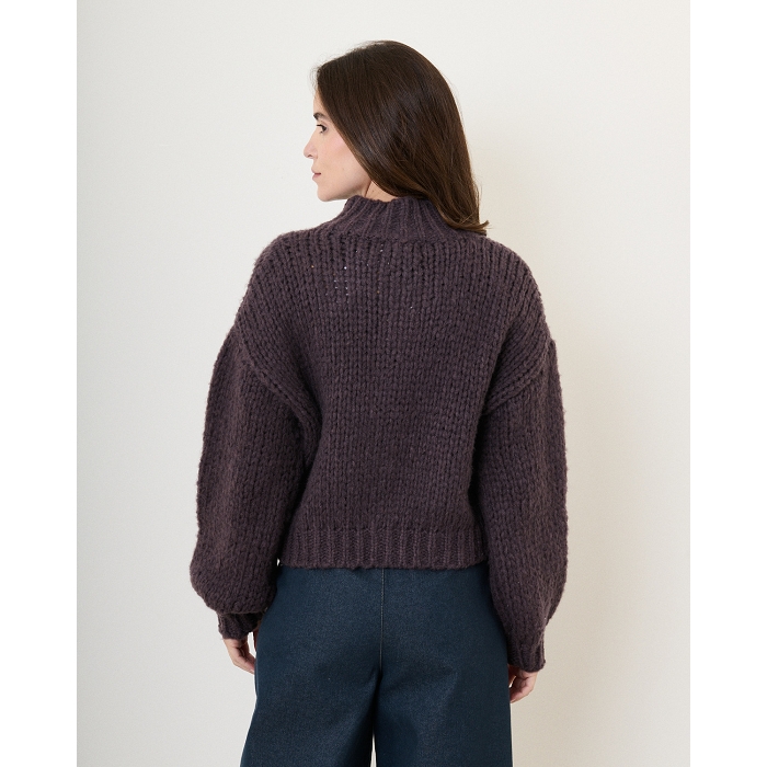 Scarpy creation my gilet grosse maille yl marron4856401_3