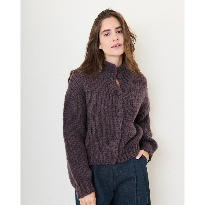Scarpy creation my gilet grosse maille yl marron4856401_4