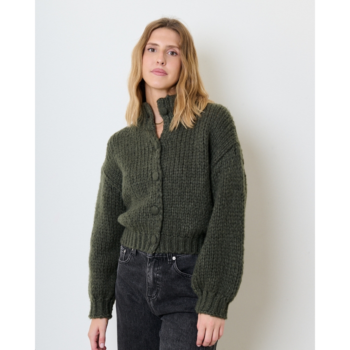 Scarpy creation gilet grosse maille vert