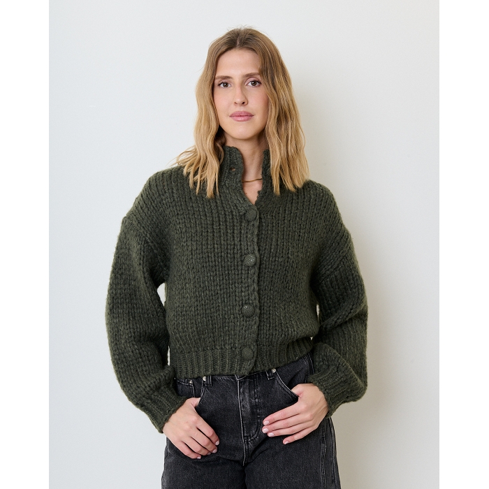 Scarpy creation gilet grosse maille vert4856402_3