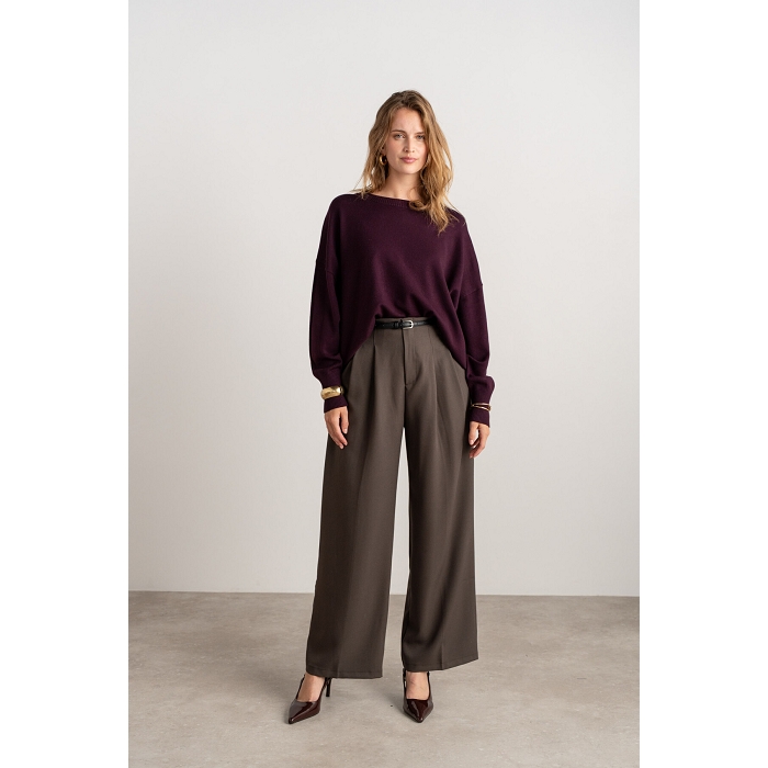 Scarpy creation my pantalon tailleur avec ceinture yl marron4861401_4