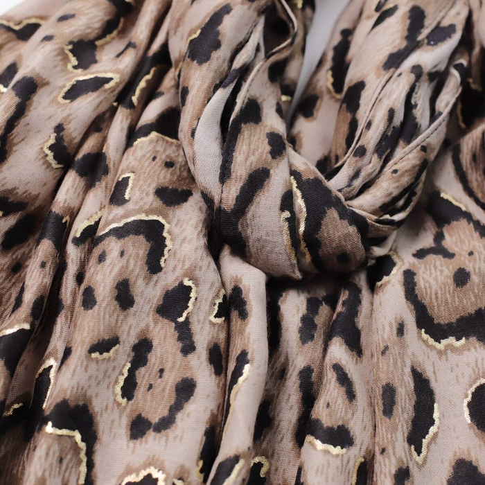 Scarpy creation foulard leopard dorure beige4862501_6