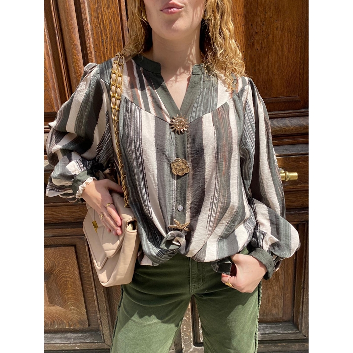 Scarpy creation chemise rayure chic vert4863801_2