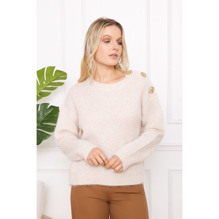 Scarpy creation pull double boutons epaule beige4867101_3