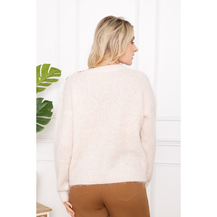 Scarpy creation pull double boutons epaule beige4867101_4