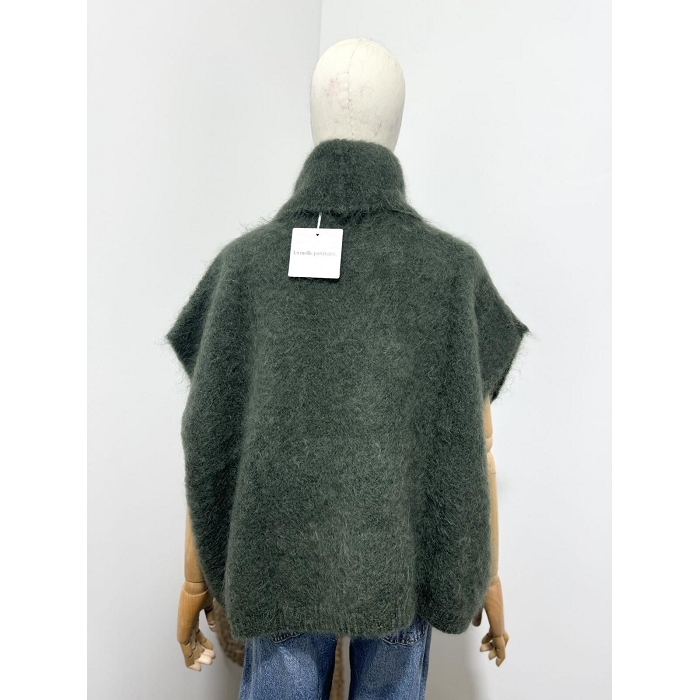 Scarpy creation pull col roule sans manche kid mohair vert4868201_6