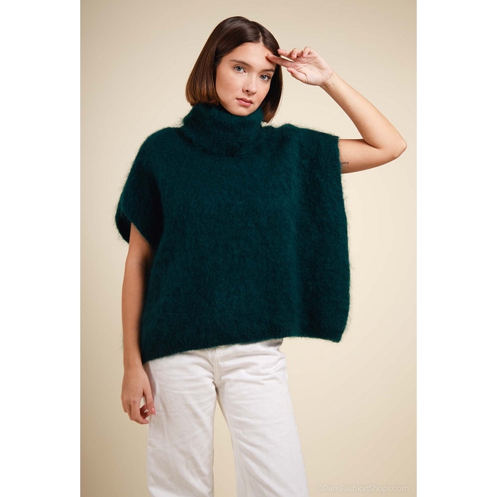 Scarpy creation pull col roule sans manche kid mohair noir