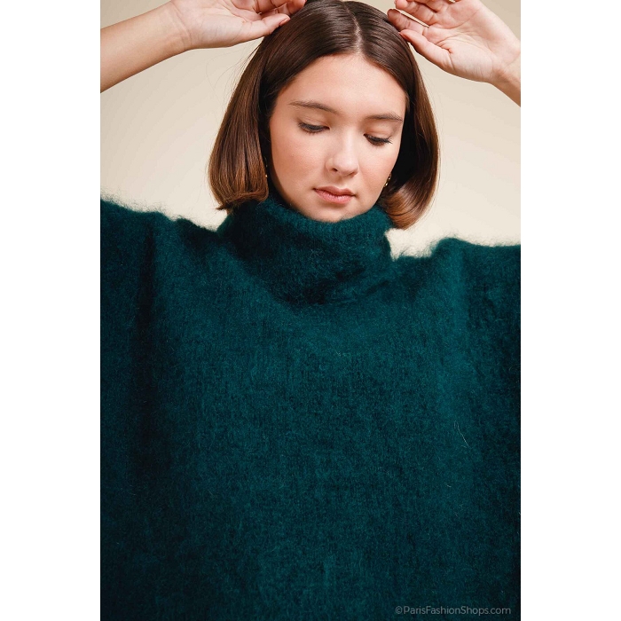 Scarpy creation pull col roule sans manche kid mohair noir4868202_2