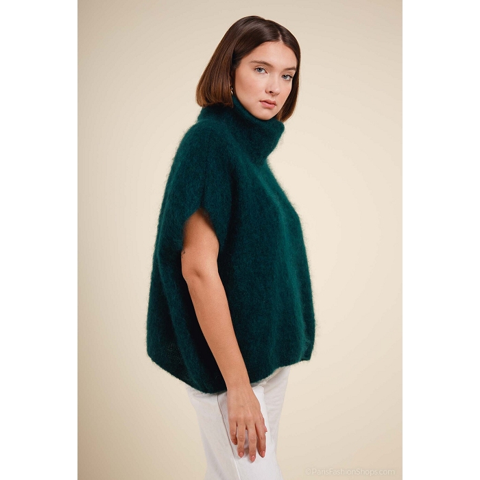 Scarpy creation pull col roule sans manche kid mohair noir4868202_4