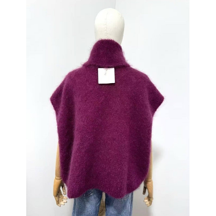 Scarpy creation pull col roule sans manche kid mohair rouge4868203_6