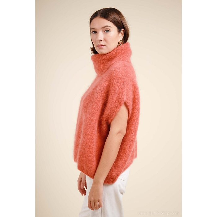 Scarpy creation pull col roule sans manche kid mohair rose4868208_2